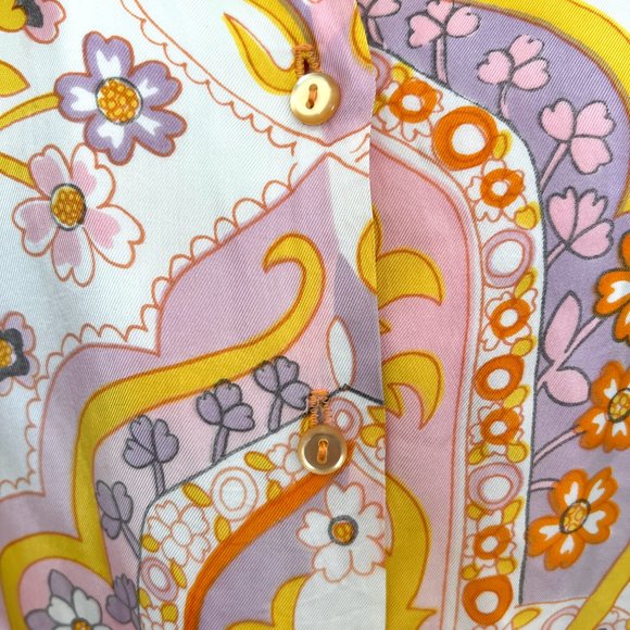 70's Funky Pink & Yellow Alex Coleman Blouse - Size Medium/Large - Picture 8 of 11